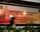 Gubri Memberikan Sambutan Saat Hadiri Sosialisasi Implementasi Participating Interest 10% Untuk Wilayah Barat Indonesia Dan Penandatanganan MoU Tim Pengembangan Pelabuhan Kuala Enok Di Gedung Daerah