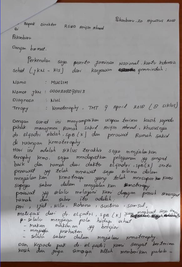 Surat Mengejutkan Pasien Untuk Dokter Di Rsud Aa Ini Isinya